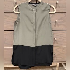 VINCE Colorblock Sleeveless 100% Silk Button Down Blouse Soze XS